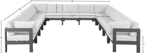 Meridian Furniture Nizuc 13 Piece Resort Style Modular Outdoor Sectional with Weather Resistant Fabric 376White-Sec13A