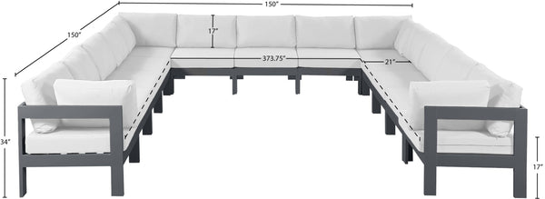 Meridian Furniture Nizuc 13 Piece Resort Style Modular Outdoor Sectional with Weather Resistant Fabric 376White-Sec13A