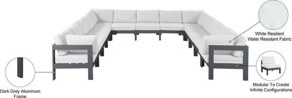 Meridian Furniture Nizuc 13 Piece Resort Style Modular Outdoor Sectional with Weather Resistant Fabric 376White-Sec13A