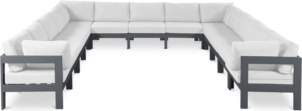 Meridian Furniture Nizuc 13 Piece Resort Style Modular Outdoor Sectional with Weather Resistant Fabric 376White-Sec13A