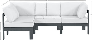 Meridian Furniture Nizuc Four Piece Modular Outdoor Sectional with Resort Style White Fabric Seating 376White-Sec4A