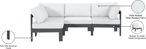 Meridian Furniture Nizuc Four Piece Modular Outdoor Sectional with Resort Style White Fabric Seating 376White-Sec4A