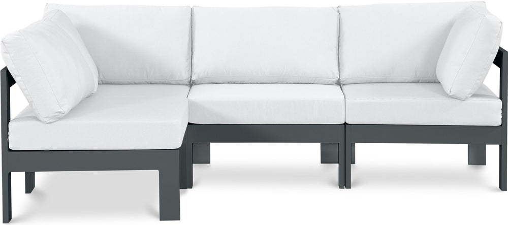 Meridian Furniture Nizuc Four Piece Modular Outdoor Sectional with Resort Style White Fabric Seating 376White-Sec4A