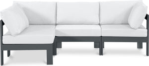 Meridian Furniture Nizuc Four Piece Modular Outdoor Sectional with Resort Style White Fabric Seating 376White-Sec4A