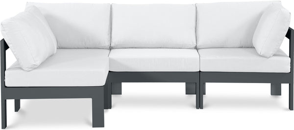 Meridian Furniture Nizuc Four Piece Modular Outdoor Sectional with Resort Style White Fabric Seating 376White-Sec4A