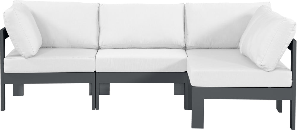 Meridian Furniture Nizuc Four Piece Modular Outdoor Sectional with Resort Style White Fabric Seating 376White-Sec4A
