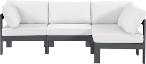 Meridian Furniture Nizuc Four Piece Modular Outdoor Sectional with Resort Style White Fabric Seating 376White-Sec4A
