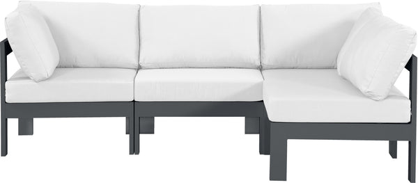 Meridian Furniture Nizuc Four Piece Modular Outdoor Sectional with Resort Style White Fabric Seating 376White-Sec4A