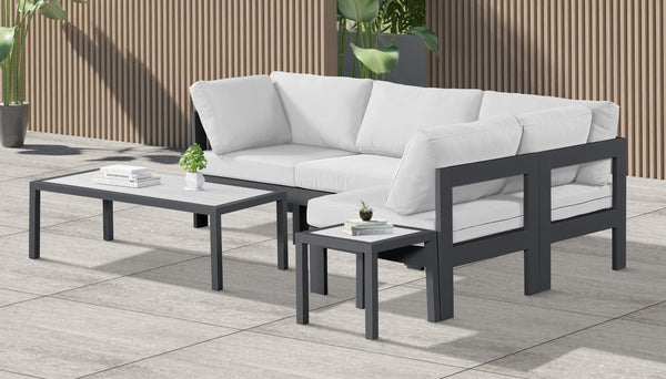 Meridian Furniture Nizuc Four Piece Modular Outdoor Sectional with Resort Style White Fabric Seating 376White-Sec4A