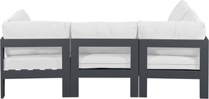 Meridian Furniture Nizuc Four Piece Modular Outdoor Sectional with Resort Style White Fabric Seating 376White-Sec4A