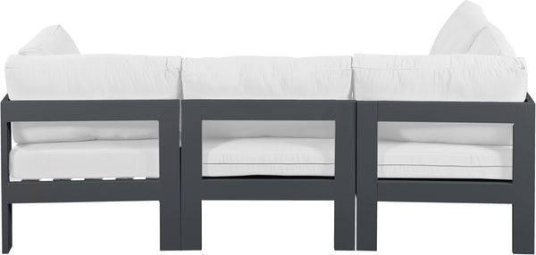 Meridian Furniture Nizuc Four Piece Modular Outdoor Sectional with Resort Style White Fabric Seating 376White-Sec4A