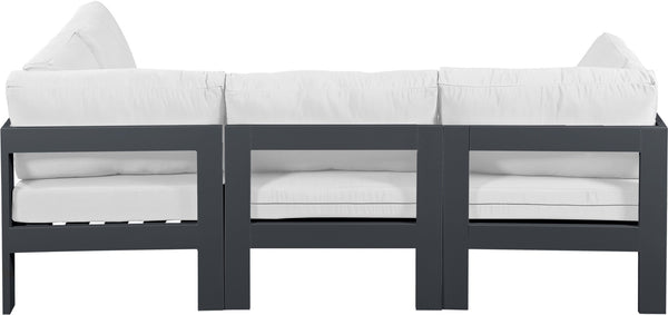 Meridian Furniture Nizuc Four Piece Modular Outdoor Sectional with Resort Style White Fabric Seating 376White-Sec4A