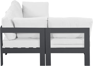 Meridian Furniture Nizuc Four Piece Modular Outdoor Sectional with Resort Style White Fabric Seating 376White-Sec4A
