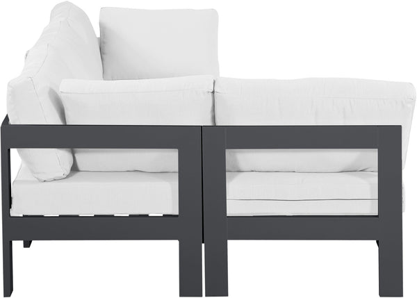 Meridian Furniture Nizuc Four Piece Modular Outdoor Sectional with Resort Style White Fabric Seating 376White-Sec4A