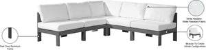 Meridian Furniture Nizuc Five Piece Modular Outdoor Sectional Resort Style Patio Seating in White Fabric 376White-Sec5A