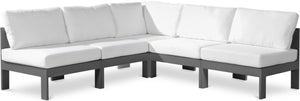 Meridian Furniture Nizuc Five Piece Modular Outdoor Sectional Resort Style Patio Seating in White Fabric 376White-Sec5A