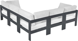 Meridian Furniture Nizuc Five Piece Modular Outdoor Sectional Resort Style Aluminum Frame Patio Set 376White-Sec5B