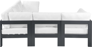 Meridian Furniture Nizuc Five Piece Modular Outdoor Sectional Resort Style Aluminum Frame Patio Set 376White-Sec5B
