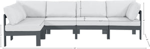 Meridian Furniture Nizuc Five Piece Modular Outdoor Sectional with Rust Resistant Aluminum Frame Patio Seating 376White-Sec5C