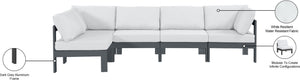 Meridian Furniture Nizuc Five Piece Modular Outdoor Sectional with Rust Resistant Aluminum Frame Patio Seating 376White-Sec5C