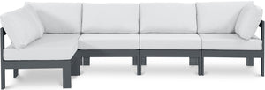 Meridian Furniture Nizuc Five Piece Modular Outdoor Sectional with Rust Resistant Aluminum Frame Patio Seating 376White-Sec5C