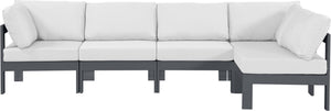 Meridian Furniture Nizuc Five Piece Modular Outdoor Sectional with Rust Resistant Aluminum Frame Patio Seating 376White-Sec5C