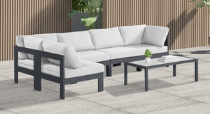 Meridian Furniture Nizuc Five Piece Modular Outdoor Sectional with Rust Resistant Aluminum Frame Patio Seating 376White-Sec5C