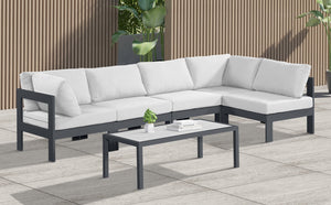 Meridian Furniture Nizuc Five Piece Modular Outdoor Sectional with Rust Resistant Aluminum Frame Patio Seating 376White-Sec5C