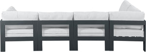 Meridian Furniture Nizuc Five Piece Modular Outdoor Sectional with Rust Resistant Aluminum Frame Patio Seating 376White-Sec5C