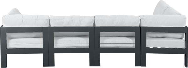 Meridian Furniture Nizuc Five Piece Modular Outdoor Sectional with Rust Resistant Aluminum Frame Patio Seating 376White-Sec5C