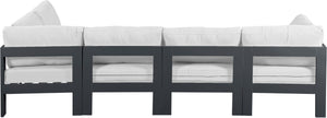 Meridian Furniture Nizuc Five Piece Modular Outdoor Sectional with Rust Resistant Aluminum Frame Patio Seating 376White-Sec5C