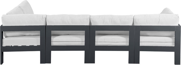 Meridian Furniture Nizuc Five Piece Modular Outdoor Sectional with Rust Resistant Aluminum Frame Patio Seating 376White-Sec5C