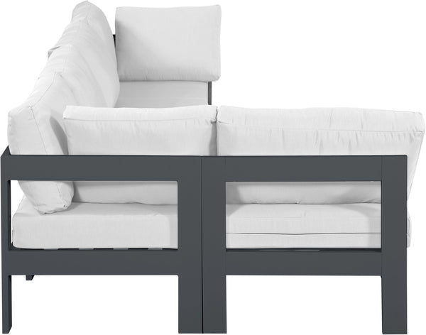 Meridian Furniture Nizuc Five Piece Modular Outdoor Sectional with Rust Resistant Aluminum Frame Patio Seating 376White-Sec5C
