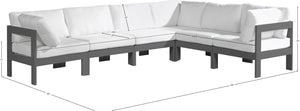 Nizuc White Water Resistant Fabric Outdoor Patio Modular Sectional 376White-Sec6A Meridian Furniture