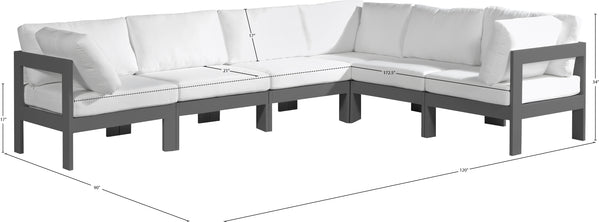 Nizuc White Water Resistant Fabric Outdoor Patio Modular Sectional 376White-Sec6A Meridian Furniture