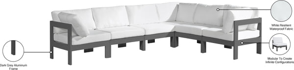 Nizuc White Water Resistant Fabric Outdoor Patio Modular Sectional 376White-Sec6A Meridian Furniture