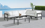 Nizuc White Water Resistant Fabric Outdoor Patio Modular Sectional 376White-Sec6A Meridian Furniture
