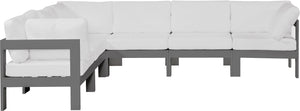 Nizuc White Water Resistant Fabric Outdoor Patio Modular Sectional 376White-Sec6A Meridian Furniture