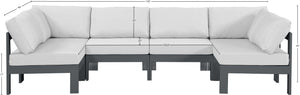 Nizuc White Water Resistant Fabric Outdoor Patio Modular Sectional 376White-Sec6B Meridian Furniture
