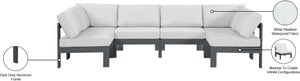 Nizuc White Water Resistant Fabric Outdoor Patio Modular Sectional 376White-Sec6B Meridian Furniture