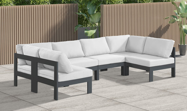 Nizuc White Water Resistant Fabric Outdoor Patio Modular Sectional 376White-Sec6B Meridian Furniture
