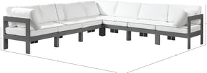 Nizuc White Water Resistant Fabric Outdoor Patio Modular Sectional 376White-Sec7B Meridian Furniture