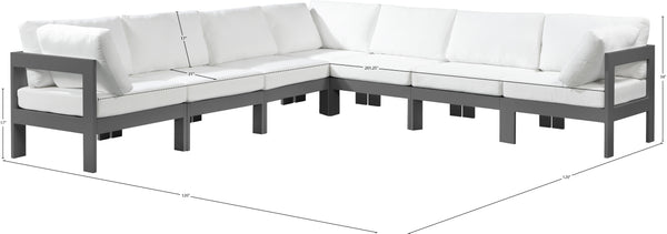 Nizuc White Water Resistant Fabric Outdoor Patio Modular Sectional 376White-Sec7B Meridian Furniture