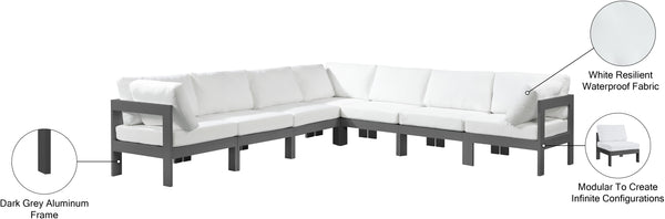 Nizuc White Water Resistant Fabric Outdoor Patio Modular Sectional 376White-Sec7B Meridian Furniture