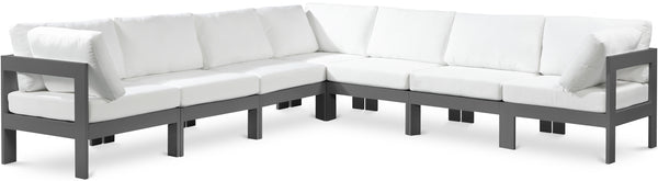 Nizuc White Water Resistant Fabric Outdoor Patio Modular Sectional 376White-Sec7B Meridian Furniture