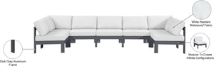Nizuc White Water Resistant Fabric Outdoor Patio Modular Sectional 376White-Sec7C Meridian Furniture