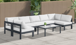 Nizuc White Water Resistant Fabric Outdoor Patio Modular Sectional 376White-Sec7C Meridian Furniture