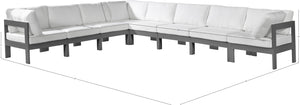 Nizuc White Water Resistant Fabric Outdoor Patio Modular Sectional 376White-Sec8A Meridian Furniture