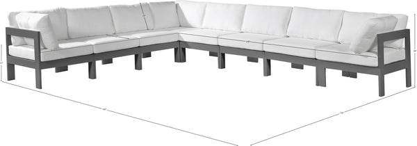 Nizuc White Water Resistant Fabric Outdoor Patio Modular Sectional 376White-Sec8A Meridian Furniture