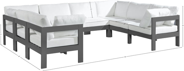 Nizuc White Water Resistant Fabric Outdoor Patio Modular Sectional 376White-Sec8B Meridian Furniture